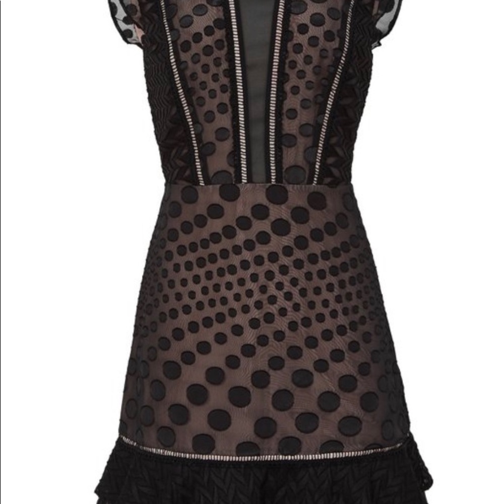 REISS Alexa lace ruffle dress
